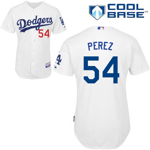 Chris Perez #54 mlb Jersey-L A Dodgers Women's Authentic Home White Cool Base Baseball Jersey